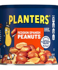 PLANTERS Salted Redskin Spanish Peanuts, Plant Based Protein, 12.5 Oz (6ct) | Roasted Salted Nuts. Crisp texture. Resealable Canister. Snacks for Adults. Party Mix, Party Snacks