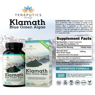 Premium Klamath Lake Blue Green Algae - More Powerful Than Spirulina And Chlorella Supplements | Pure Chlorophyll Rich Superfood