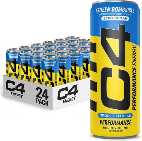 Cellucor C4 Performance Energy Drink | Strawberry Blast | Zero Sugar Carbonated Preworkout Energy | 200mg Caffeine with Beta Alanine | 16 Fl Oz (12 Pack)