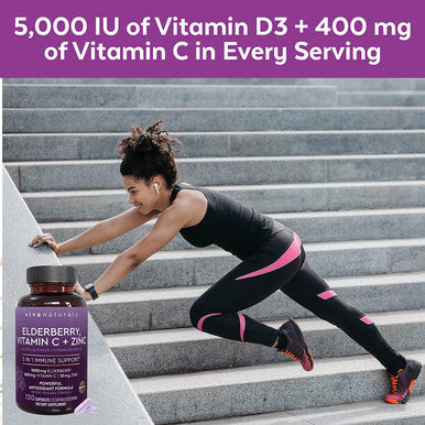 Organic Hair Skin and Nails + Elderberry, Vitamin C & Zinc Bundle, Made with Biotin 5000mcg for Healthy Hair, Elderberry for Antioxidant & Immune Support