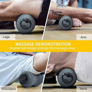 Heating Vibrating Peanut Massage Ball - 5 Intensity Levels & 1 Heat Mode - Foam Roller Double Lacrosse Ball - Deep Tissue Trigger Point Therapy - Handheld, Mobility, Rechargeable (Purple)