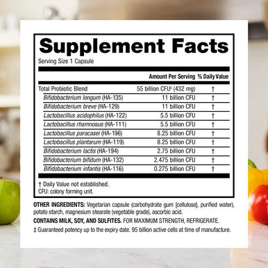 Webber Naturals Probiotic 55 Billion 30 Capsules Supplement for Immune and Digestive Health ShelfStable No Refrigeration Required Non GMO and Gluten Vegetarian