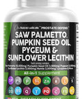 Clean Nutraceuticals Saw Palmetto 10000Mg Pumpkin Seed Oil 3000Mg Pygeum Sunflower Lecithin Stinging Nettle Cranberry - Prostate