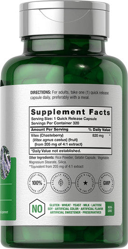 Vitex Berry | 820mg | 320 Capsules | Chasteberry Supplement for Women | Agnus-Castus Fruit | Non-GMO, Gluten Free | by Horbaach