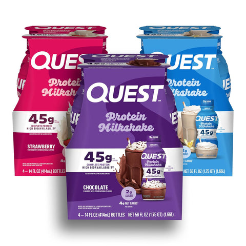 Quest Nutrition Chocolate Protein Shake, 45g Protein, 2g Sugar, 4g Net Carbs, Ready to Drink, Gluten Free, 12 Count | 45g Complete Protein, Ready to Drink, 4g Net Carbs, Gluten Free, Ultrafiltered Nonfat Milk, High Protein, 14 Fl Oz Bottles