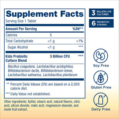 ReLife Probiotics for Kids Supports Digestive and Immune Health Gluten Dairy Soy Berry flavor 30 Chewable Tablets Packaging May Vary