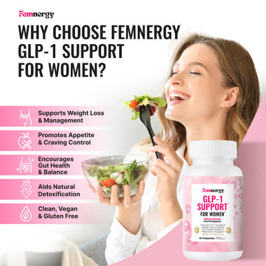 Femnergy Glp-1 Support Weight Loss Probiotic Supplement For Women - Natural Appetite Suppressant Metabolism & Gut Health - Glp1 Support To Activate Daily Hunger Control & Fat Burn Support