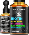 Liquid Biotin for Hair Growth Women and Men 10000mcg Biotin and Collagen Supplements with Saw Palmetto and Hyaluronic Acid Biotin Drops for Hair Growth with Vitamin D3 for Hair Skin and Nails