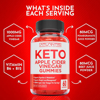 Atlantis Nutrition Keto Acv Gummies For Weight Loss - Apple Cider Vinegar Gummies Formulated To Support Advanced Weight Loss, Digestion, Detox & Cleansing, Made With 1000Mg Acv Per Serving - 60 Count