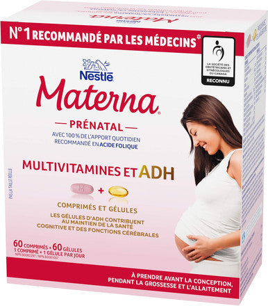 NESTLe Materna Prenatal Multivitamin with DHA Supplement Folic Acid 60 tablets + 60 DHA soft gels