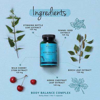 Body Balance Complex VegaveroÃƒâ€šÃ‚Â® | No Additives | with Nettle, Fennel Seeds, Birch Leaves, Chestnut Leaves & Wild Cherry Stems | 120 Capsules | 100% Vegan