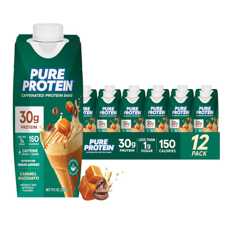 Pure Protein Vanilla Protein Shake, 30g Complete Protein, 12 Ct | Ready to Drink and Keto-Friendly, Vitamins A, C, D, and E plus Zinc to Support Immune Health, 11oz Bottles