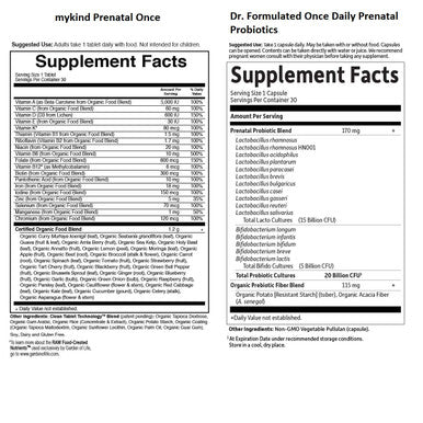 Garden of Life Once Daily Prenatal Bundle: Mykind Organics Prenatal Once Daily Multivitamin 30 Vegan Tablets Plus Dr. Formulated Once Daily Prenatal Probiotics 20 Billion Cfu 30 Vegetarian Capsules