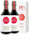 San-J - Gluten Free Tamari Soy Sauce with 28% Less Sodium - Specially Brewed - Made with 100% Soy - 10 oz. Bottles - 2 Pack - Includes a Collector's Tin