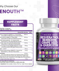 Resveratrol 6000mg Berberine 3000mg Grape Seed Extract 3000mg Quercetin 4000mg Green Tea Extract - Polyphenol Supplement for Women and Men with N-Acetyl Cysteine, Acai Extract - 60 Caps