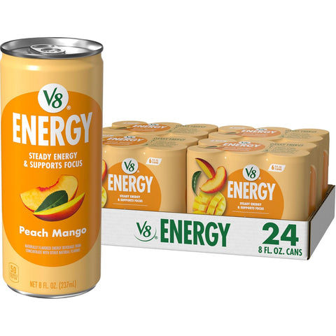 V8 Energy Strawberry Banana Juice Energy Drink, 8 fl oz Can (24 Pack)