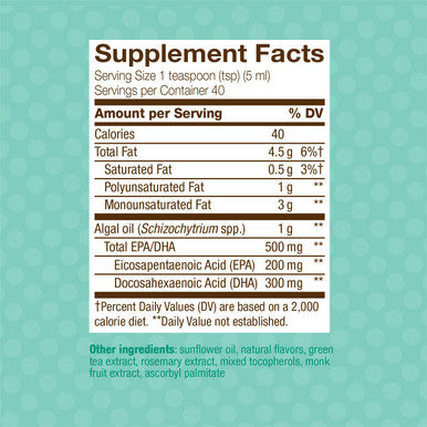 Nature's Way NutraVege Omega-3 Plant Based Liquid Supplement, Strawberry + Orange Flavor, 6.8 oz