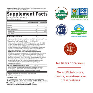 Garden of Life Organic Probiotic Powder For Women And Men - Raw Probiotics 5-Day Max Care 400 Billion Cfu - Banana High Bifido 5 Day Formula With Enzymes Prebiotics For Digestive And Immune Health