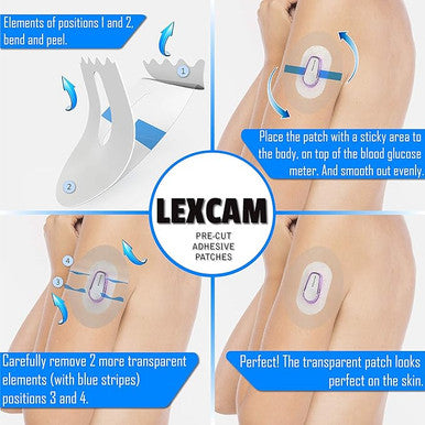 Lexcam Adhesive Patches Pre-Cut for Omnipod 5, Dash Pack of 25 Waterproof, Transparent Overpatches for Tubeless, automated Pump, Sensor is NOT Included