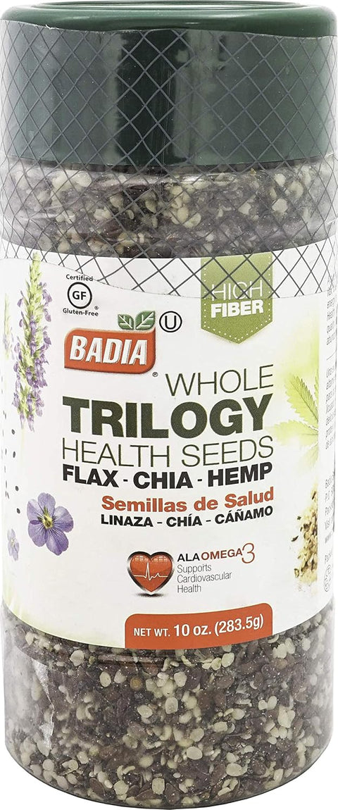Badia Trilogy Health Seed Blend, 21 oz ÃƒÂ¢Ã¢â€šÂ¬Ã¢â‚¬Å“ Flax, Chia & Hemp Seeds | Nutritious blend of flax, chia, and hemp seeds with fiber and Omega-3s Superfood for smoothies, yogurt, salads, and baking