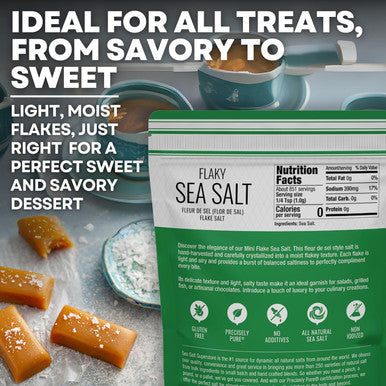 Sea Salt Superstore Flaky Sea Salt Hand Harvested Sea Salt Flakes Baja Fleur de Sel Flake Salt Gourmet Finishing Flaky Salt for Baking and Cooking 14 oz Bag