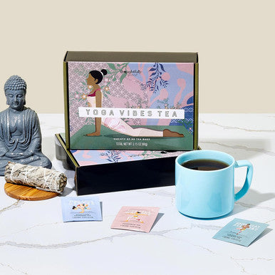 Thoughtfully Gourmet Yoga Vibes Tea Set Tea Sampler Includes 6 Flavors of Tea with Inspirational Quotes Great Yoga s for Women Set of 90