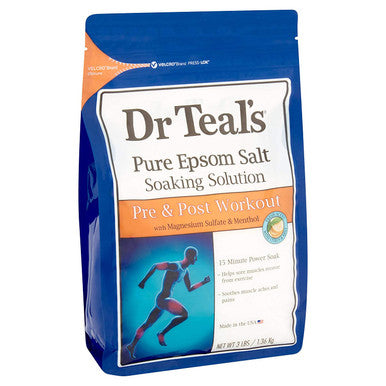 Dr Teal's Epsom Salt Bath Combo 4-Pack (12 lbs Total), Pre and Post Workout with Magnesium Sulfate and Menthol, and Soothe & Sleep with Lavender