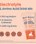NativePath Native Hydrate Stick Packs Sugar Free Electrolytes Powder with BCAAs Peach Mango Hydration Keto & Paleo Friendly 30 Servings