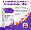 Feosol Complete Iron Supplement Caplets Bifera Iron for High Absorption Heme and NonHeme Dual Action Minimizes 1 Per Day for Energy and Immune System Support Made in USA 30 Count