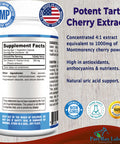 YUMMYVITE Tart Cherry - 4:1 Extract Capsules Equivalent To 1000Mg Of Montmorency Cherries, Antioxidant-Rich, Natural Uric Acid Support Supplement, Non-Gmo - 60 Capsules