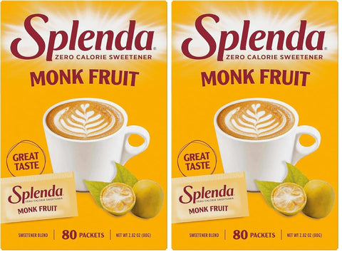SPLENDA Monk Fruit Zero Calorie Plant Based Sweetener, No Erythritol, Keto Sugar Substitute (80 Count)