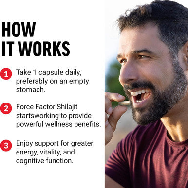 Force Factor Shilajit Supplement Shilajit for Men and Women to Support Energy and Brain Health Shilajit Pure Natural Premium Quality Vegan Non-GMO 60 Capsules