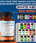 Aumeto Premium Sea Moss Supplement with Black Seed Oil Ashwagandha Bladderwrack Nettle- Advanced 18-in-1 Formula for Immunity Boosting Mineral-Rich - Made in The USA (150 Count (Pack of 1))