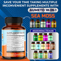 Aumeto Premium Sea Moss Supplement with Black Seed Oil Ashwagandha Bladderwrack Nettle- Advanced 18-in-1 Formula for Immunity Boosting Mineral-Rich - Made in The USA (150 Count (Pack of 1))
