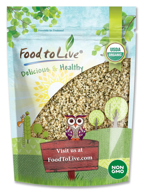 Food to Live - Organic Hemp Hearts, 2 Pounds Non-GMO Raw Hearts, Hulled, Shelled, Kosher, Vegan, Keto-Friendly. Good Source of Protein & Fiber. Great for Smoothies, Oatmeal, and Salads.