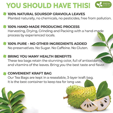 FreshDrinkUS, Premium 50 Mulberry Leaf Tea Bags, 100% Natural & Pure from Mulberry Leaves. Herbal Tea. Made with Natural Material Tea Bags. No Sugar, No Caffeine, No Gluten, Vegan.
