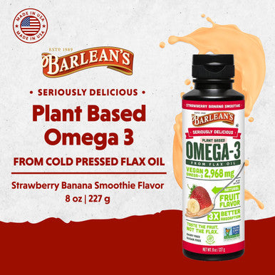 Barlean'S Omega Swirl Omega-3 Flax Oil Supplement Strawberry Banana 16 Fl Oz