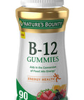Nature's Bounty Vitamin B12 Gummies Dietary Supplement Supports Energy Metabolism And Nervous System Health Mixed Berry Flavor 500Mcg 90 Gummies (Packaging May Vary)