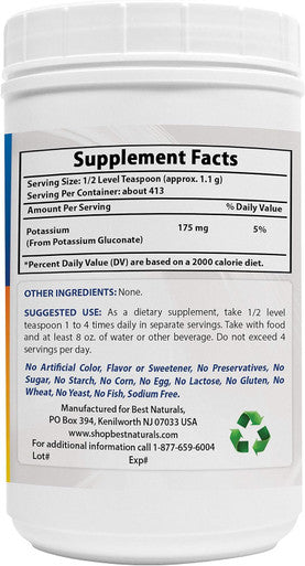 Best Naturals Potassium Gluconate 1lb Powder (1 LB (Pack of 1))