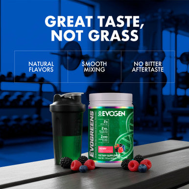 Evogen Evogreens - Super Greens Powder | Promotes Recovery Wellness & Immune Health | Greens Superfood Powder with Spirulina Probiotics Pomanox Pomegranate Extract | Berry | 30 Servings