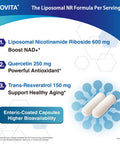 LOVITA Liposomal NR (Nicotinamide Riboside) 1000 mg with Quercetin & Trans-Resveratrol Support Cellular Health and Healthy Aging 100 Vegan Enteric-Coated Capsules