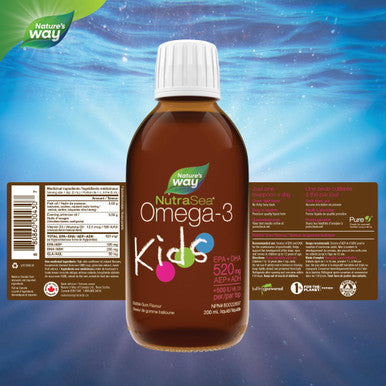 Nature's Way NutraSea Kids Omega-3 and Vitamin D Supplement ÃƒÂ¢Ã¢â€šÂ¬Ã¢â‚¬Å“ Bubblegum Flavour Fish Oil with EPA, DHA and GLA ÃƒÂ¢Ã¢â€šÂ¬Ã¢â‚¬Å“ Support Brain & Eyes Development and Help Build Strong Bones and Teeth - 200 ml Liquid