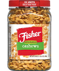 Fisher Snack Premium Whole Cashews, 24 Ounces, Roasted with Sea Salt, No Artificial Colors or Flavors, 100% Recyclable | Roasted With Sea Salt, No Artificial Colors Or Flavors, 100% Recyclable Packaging