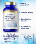 Magnesium Glycinate | 665 mg | 250 Capsules | Non-GMO and Gluten Free Formula | Essential Buffered Mineral Supplement by Carlyle
