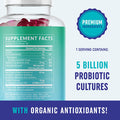 Probiotic Gummies with Vitamin C and Folic Acid 5 Billion CFU Probiotics Gut Health Digestion Immune System Support 60 Gluten NonGMO Gummies