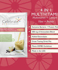 Celebrate Vitamins 4-In-1 Bariatric Multivitamin With Calcium Citrate Protein Shake, 500Mg Calcium, For Post Bariatric Surgery, Vanilla Cake Batter, 14 Servings