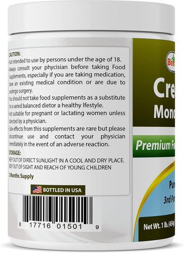Best Naturals Creatine Monohydrate 1 Lb Pure Powder (1 LB (Pack of 1))