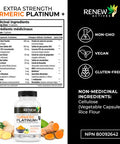 Renew Actives Turmeric Curcumin Supplement: Potent Turmeric Platinum + Supplement With 95% Curcuminoids, Ginger & Bioperine Black Pepper - 120 Capsules