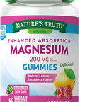 Magnesium Gummies | 200mg | 60 Count | Vegan, Non-GMO & Gluten Supplement | Enhanced Absorption | by Nature's Truth