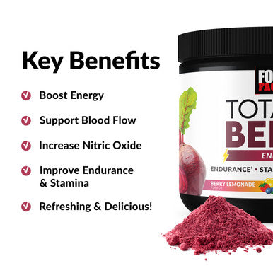 Force Factor Total Beets Beet Root Powder with Energy, NO3-T s to Support Circulation, Pressure, Flow, and Stamina - Plus Green Tea Extract. A Superfood Supplement, 30 Servings